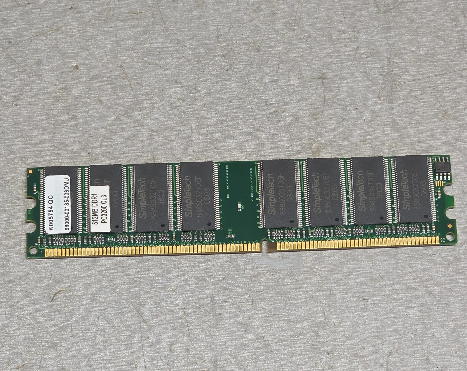 SimpleTech 512MB DDR1 PC3200 CL3 Desktop RAM 98000-00186-0060MU