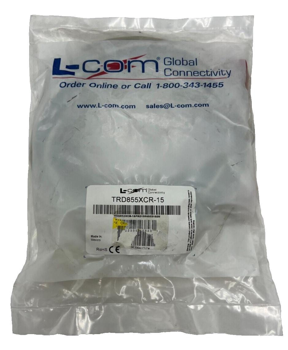 QTY 2 L-Com Shielded Cat 5e Patch Cable RJ45/RJ45 15' Ft 26AWG TRD855XCR-15