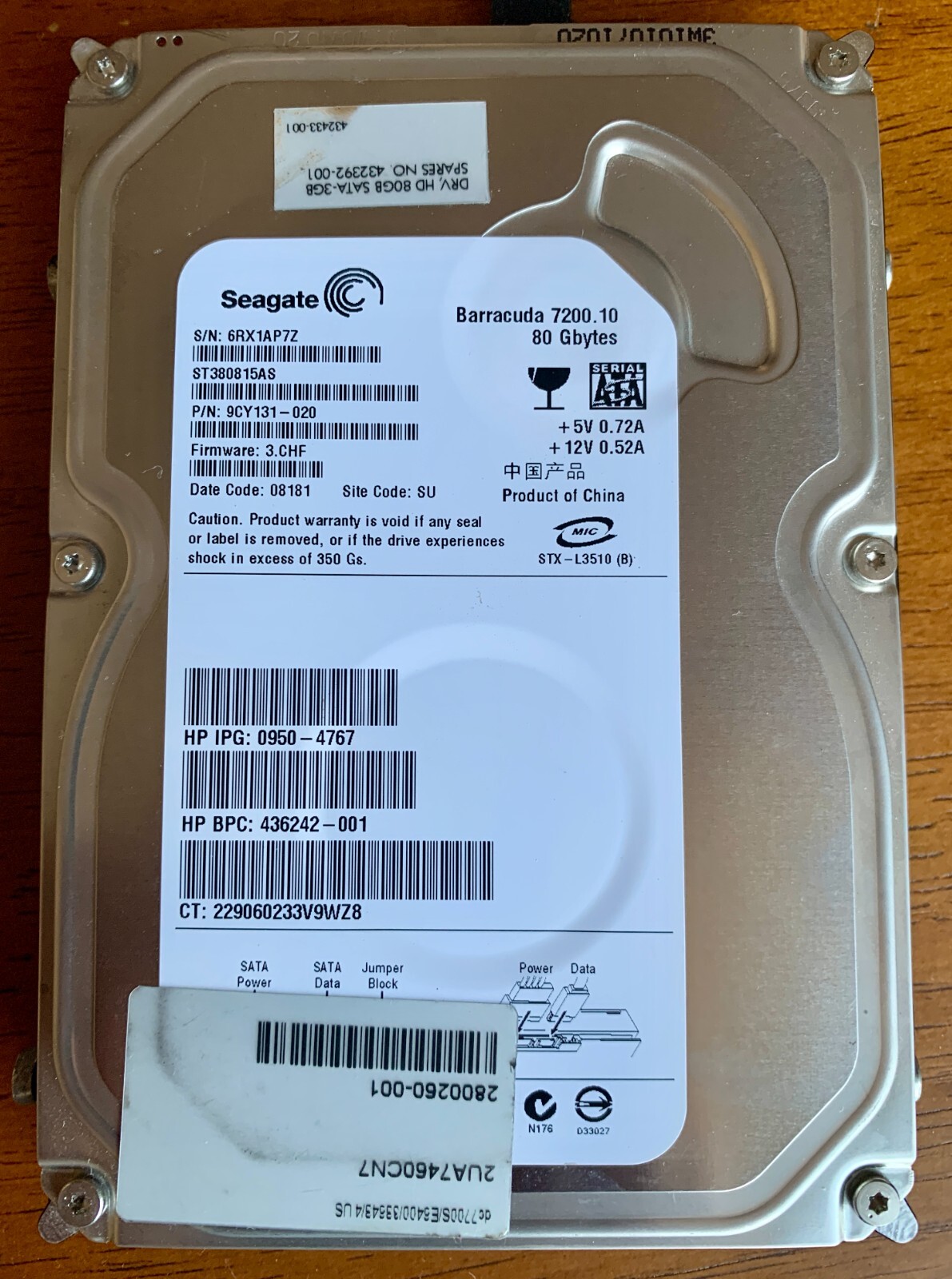 Seagate Barracuda 7200.10 80GB Internal Hard Drive ST380815AS