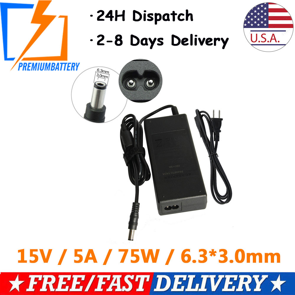 AC Adapter Charger Power Supply Cord for Toshiba Laptop 15V 5A  75W 