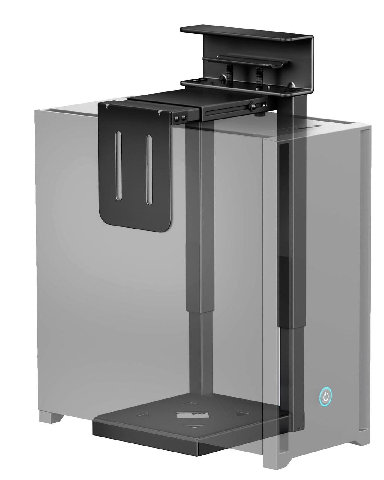 monTEK Under Desk PC Mount Adjustable Steel Holder for Computer Tower Black