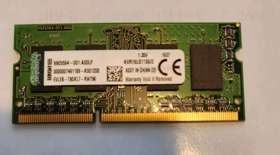 Kingston 2x2GB PC3L-1600 SoDIMM Laptop RAM 1.36V - Tested & Working