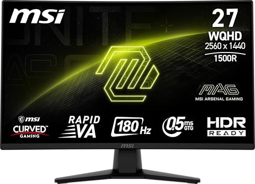 BLACK - MSI MAG 274CQF 27" QHD Curved Monitor, 180Hz, HDMI, DisplayPort,
