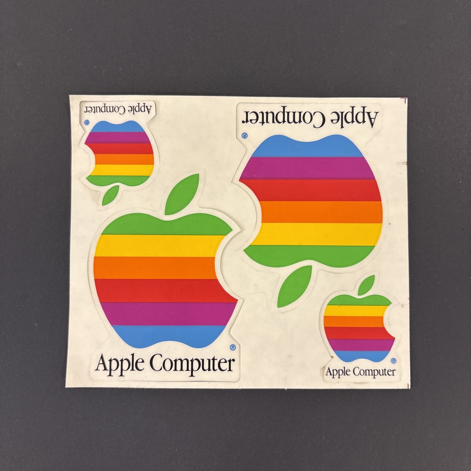 Vintage Original Apple Computer 4 Stickers Decals on Sheet Rainbow Log 1990's