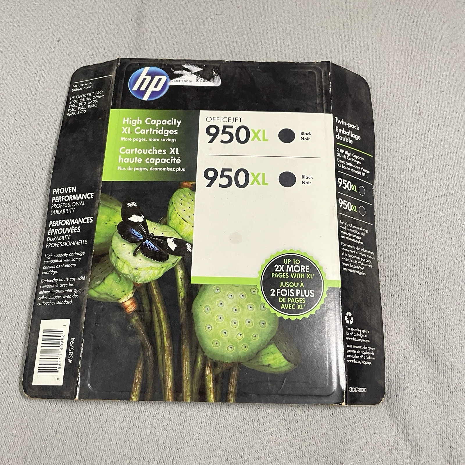 HP 950XL High Yield Ink Cartridge, Black, 2 Pack, Genuine, Warranty End Aug 2017