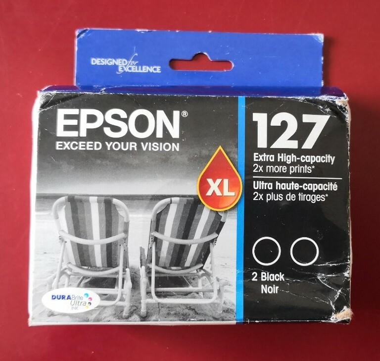 08-2019 NIB GENUINE Epson Ink 127 T127120-D2 XL BLACK WF 545 630 645 NX530 NX625