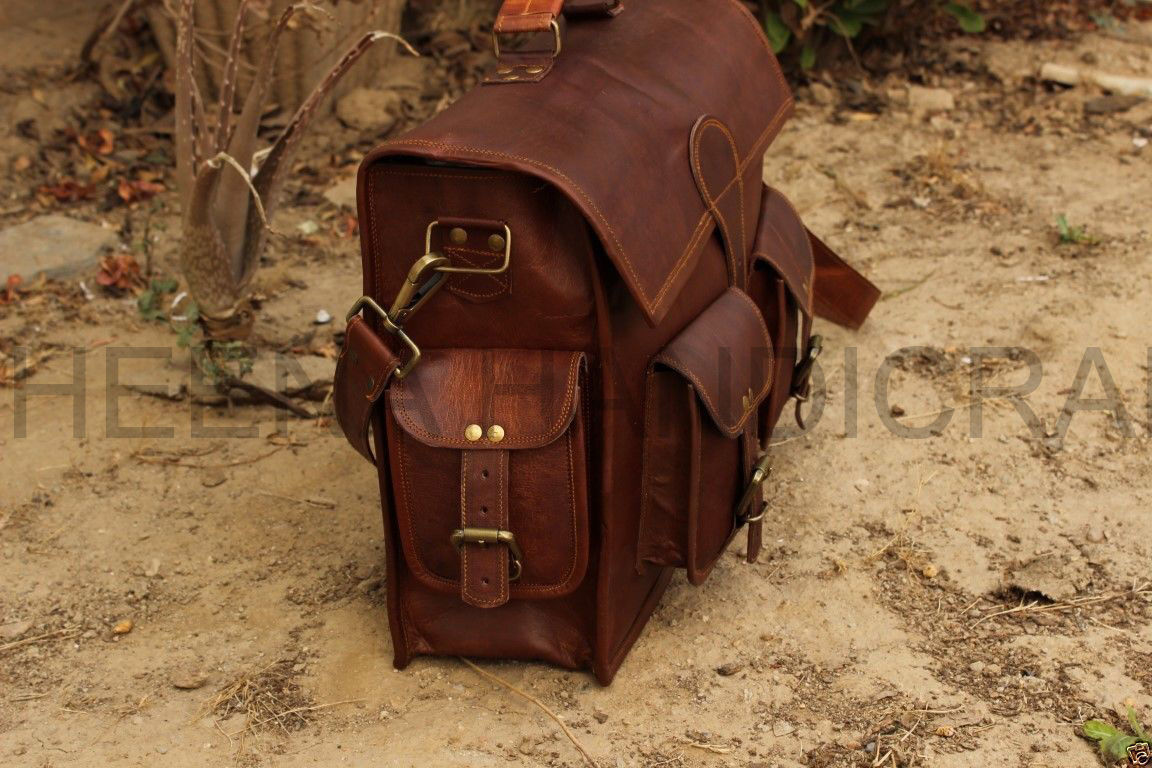  Leather Vintage Bag Messenger Laptop School Shoulder Men Satchel  Briefcase 15\