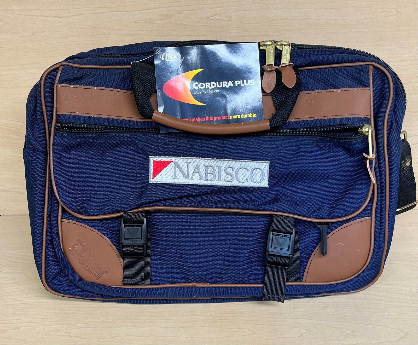 Messenger Bag with Leather Trim - LL Bean Expandable "Nabisco" - Navy Blue-NEW