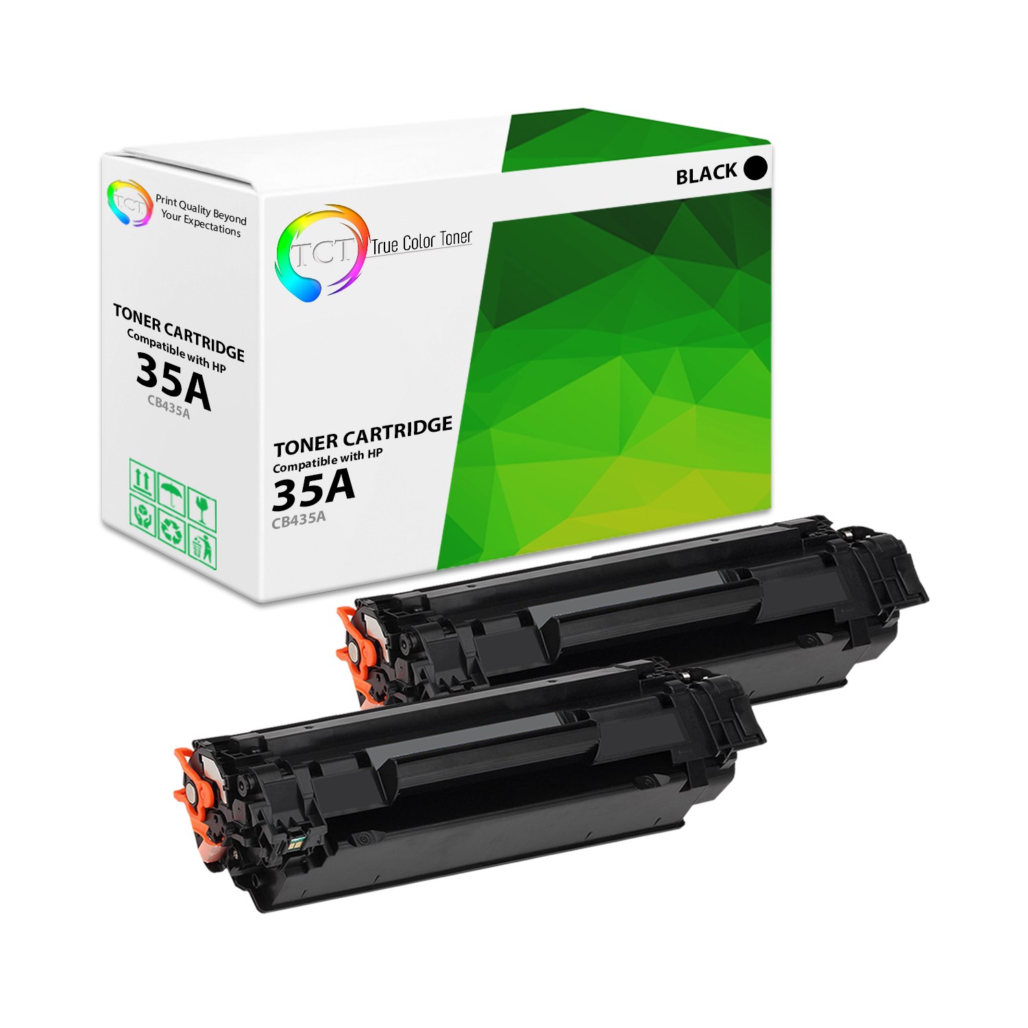 TCT 2 Black CB435A 35A Laser Toner Cartridges For HP LaserJet P1005 P1006