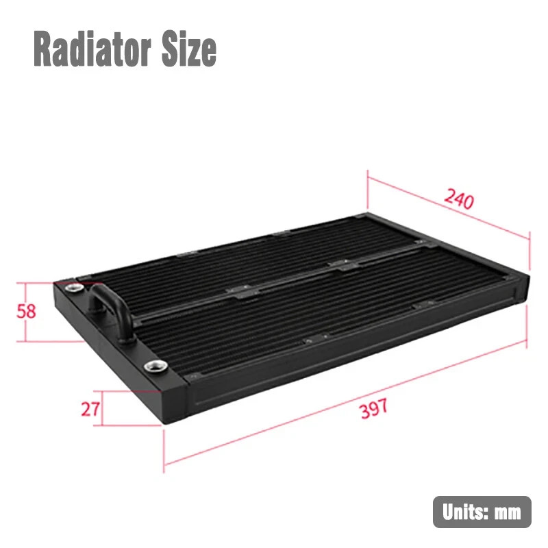 240mm 360mm Double Radiator All Aluminum G1/4 Thread Computer Water Cooling DIY