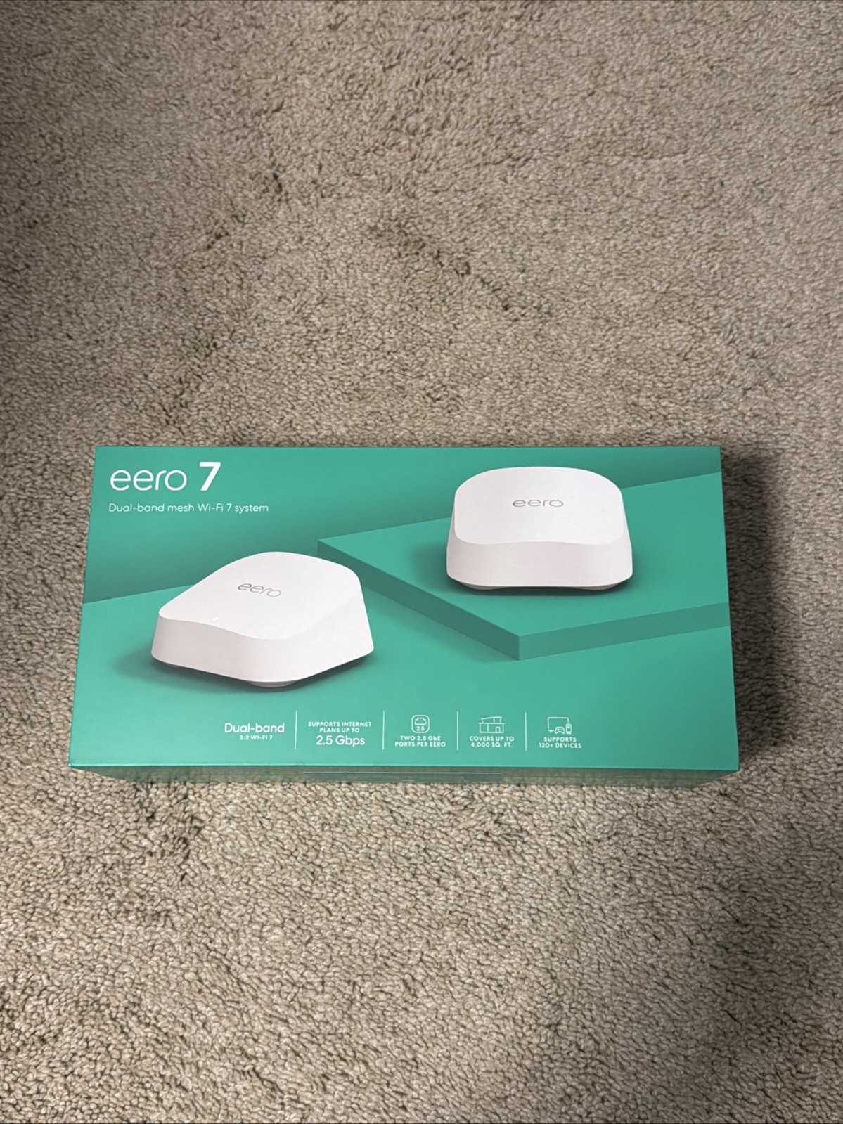 Amazon eero 7 Dual-Band Mesh Wi-Fi 7 System (2-Pack), Up to 2.5Gbps, 4,000 sq.ft