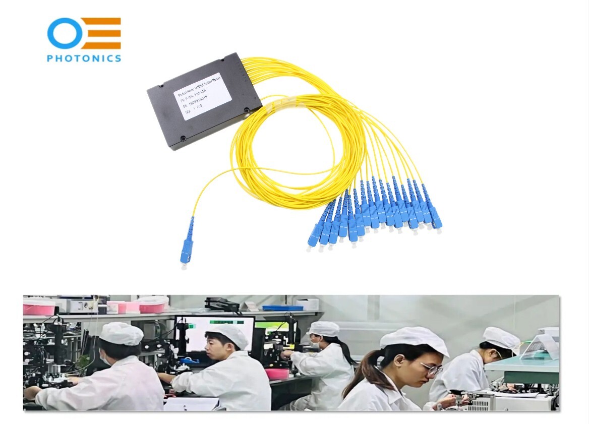 1x16 1250-1650nm Single-Mode SM FTTH Optical Fiber PLC Splitter SC/UPC