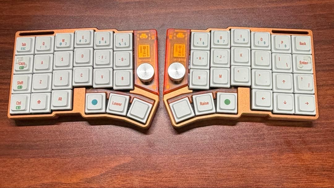 Cornix LP Orange Wireless Split Keyboard Bluetooth USB-C Kailh Choc V2 Aluminum
