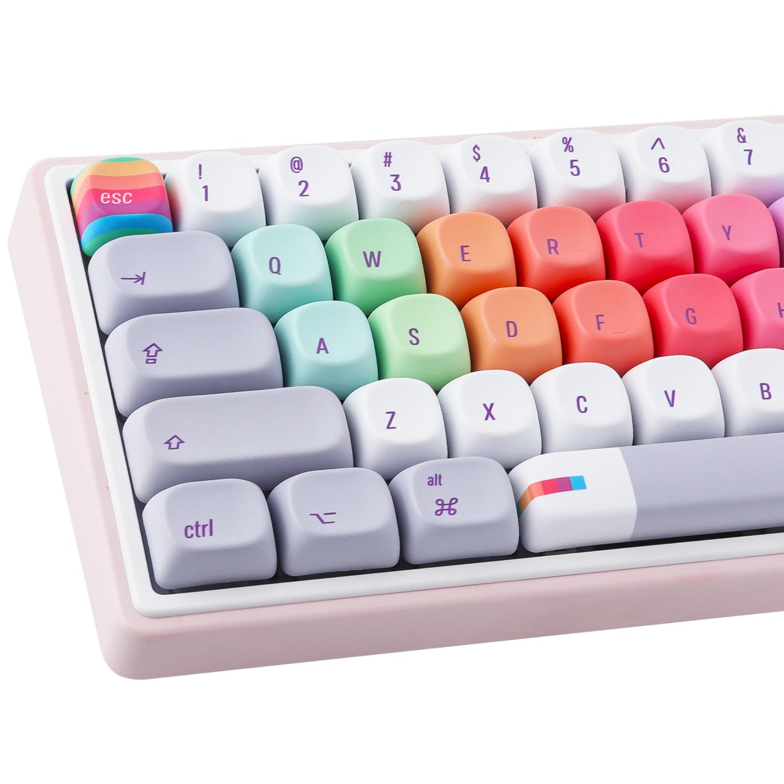 131 Keys Gray Rainbow Candy Custom Keycaps MOA Profile PBT Dye Sub Set