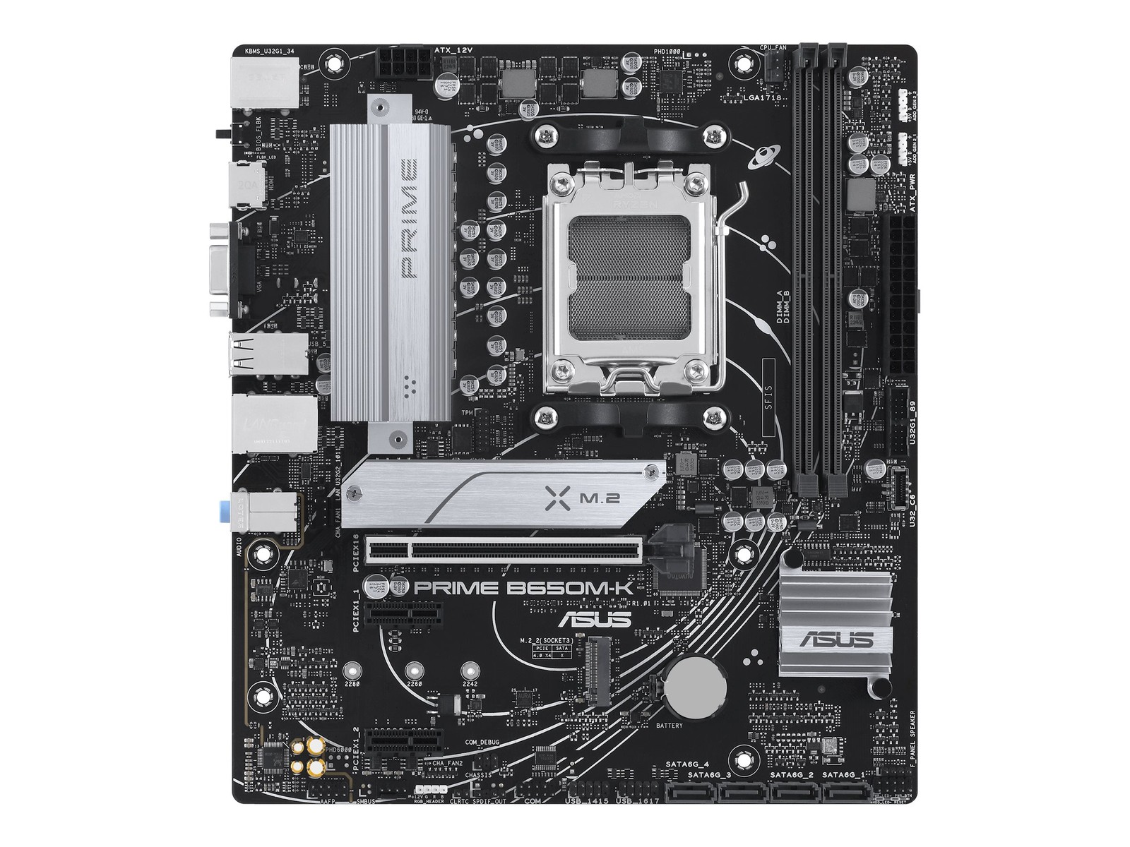 ASUS PRIME B650M-K, AMD, Socket AM5, AMD Ryzen 7000 Series, 90MB1F60-M0EAY0
