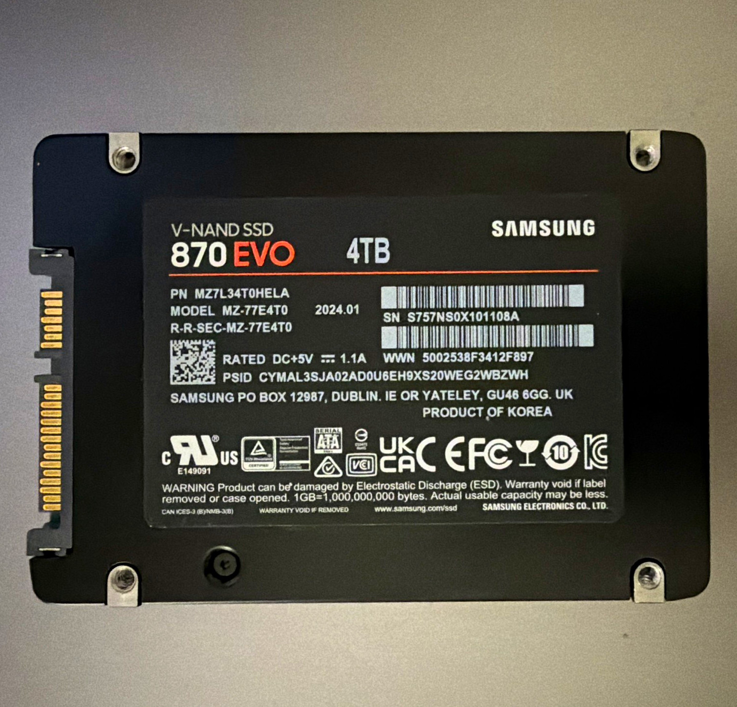 Samsung 870 EVO 4TB 2.5in SATA III Internal SSD TRIM MZ-77E4T0