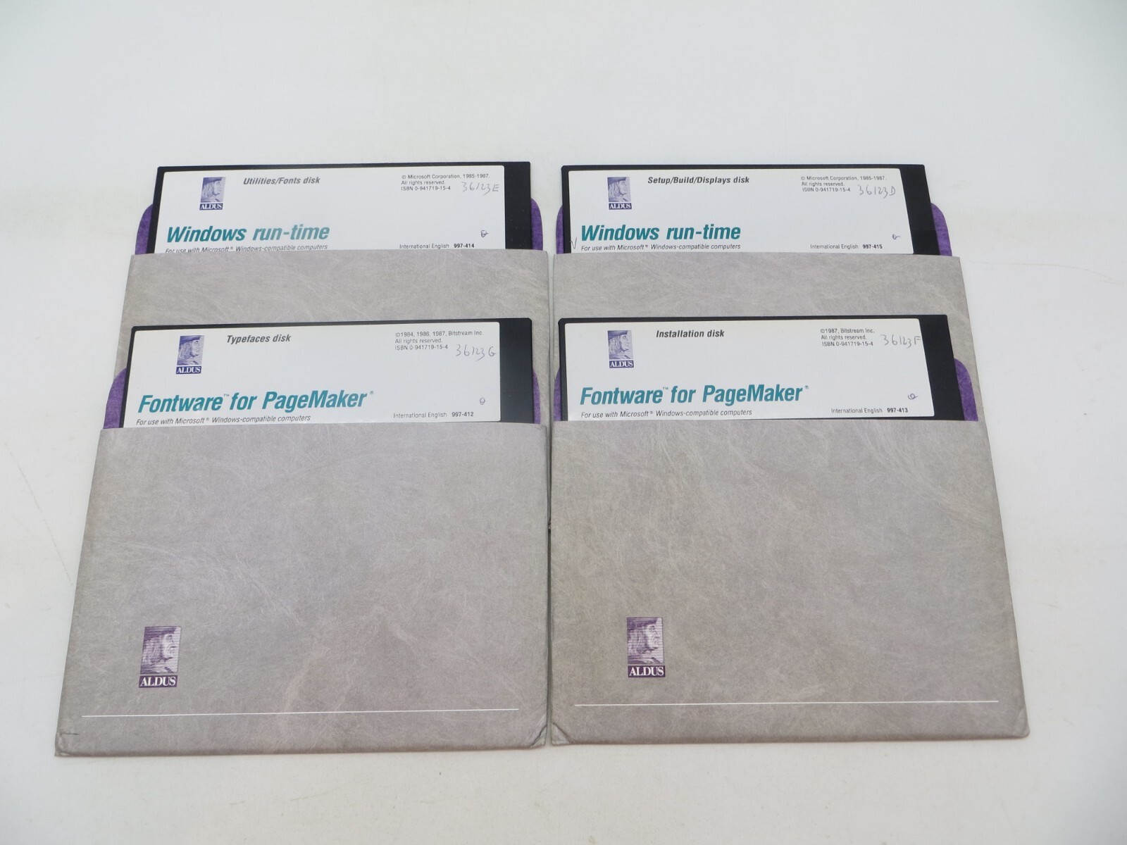 5.25" Floppy Disks Fontware for PageMaker 1987 Aldus Computer Software Discs 