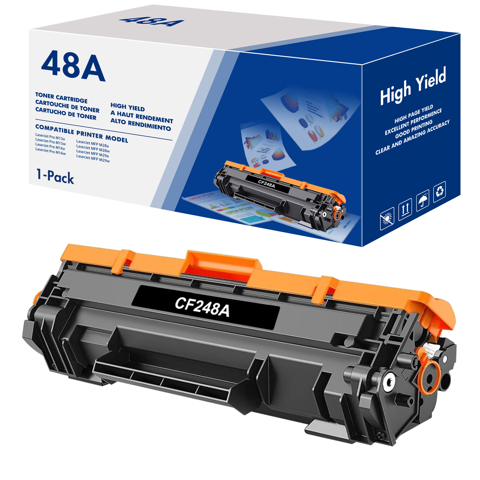 1x CF248A 48A Toner Compatible with HP LaserJet Pro M15a M15w M16 M28a M28w M29w