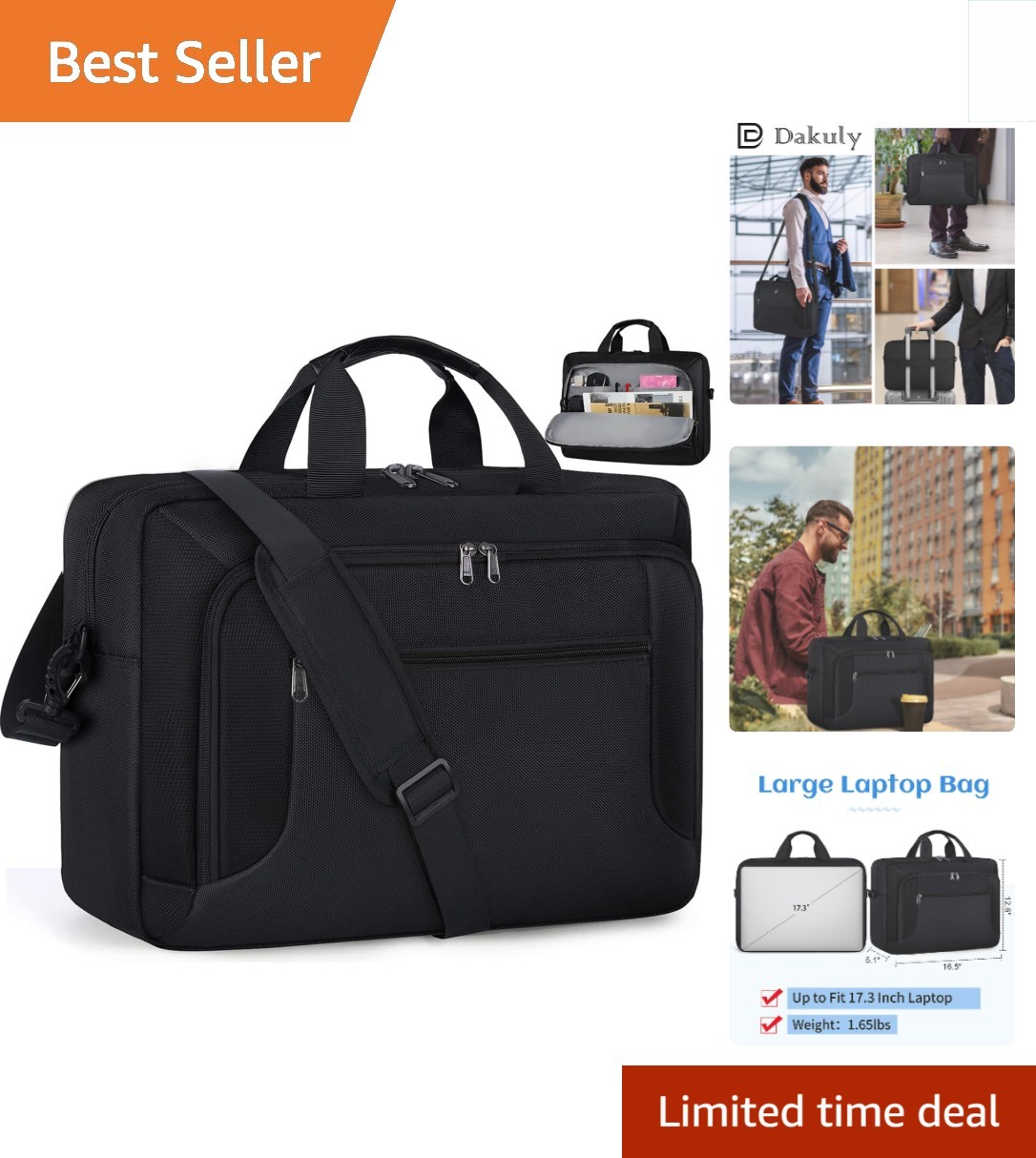Elegant Waterproof 17.3 Inch Laptop Bag - Professional Briefcase for Men & Women