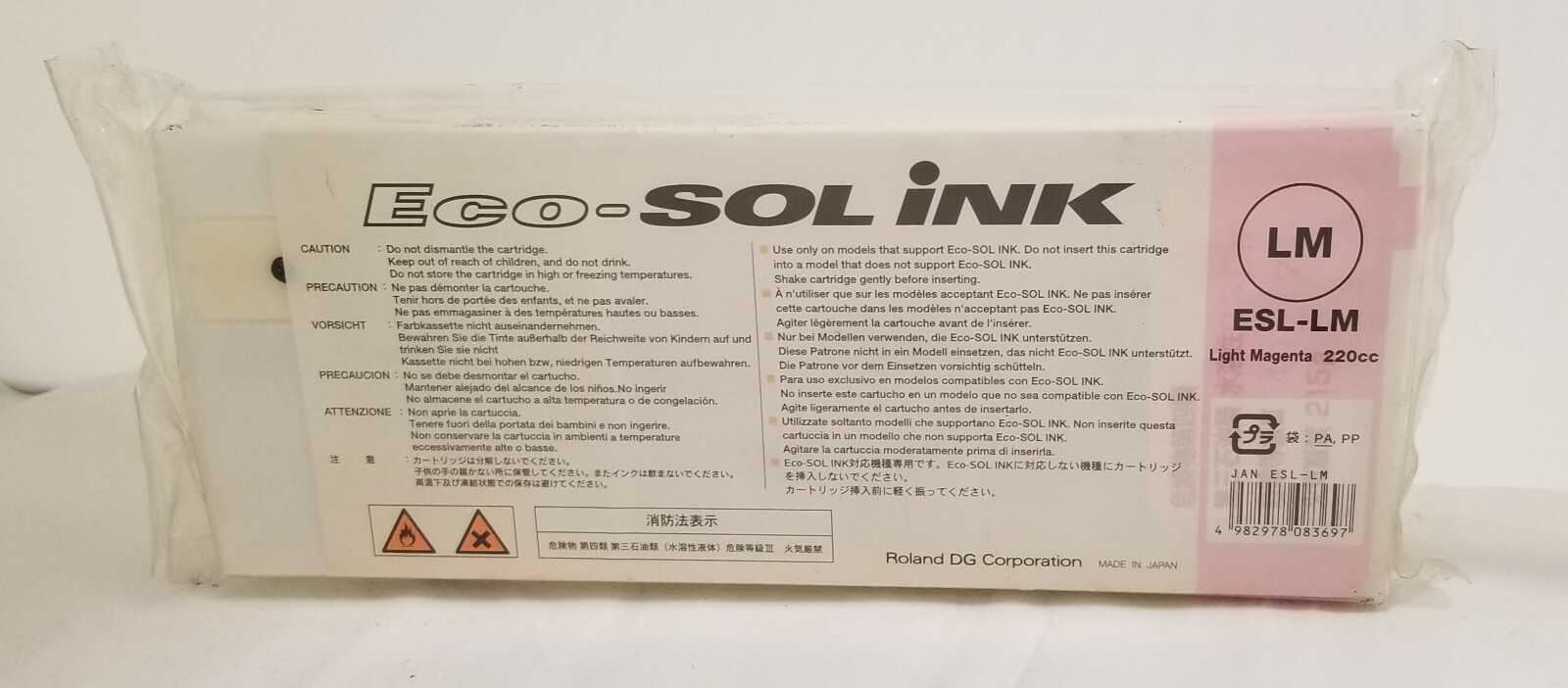 New Genuine Roland Eco-Sol Ink ESL-LM Light Magenta 220cc VersaCAMM VSi 