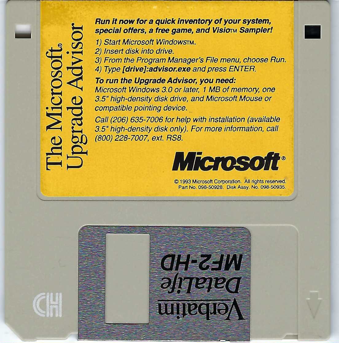 ITHistory  SOFTWARE IBM (1993) MICROSOFT Upgrade Advisor  3.5"