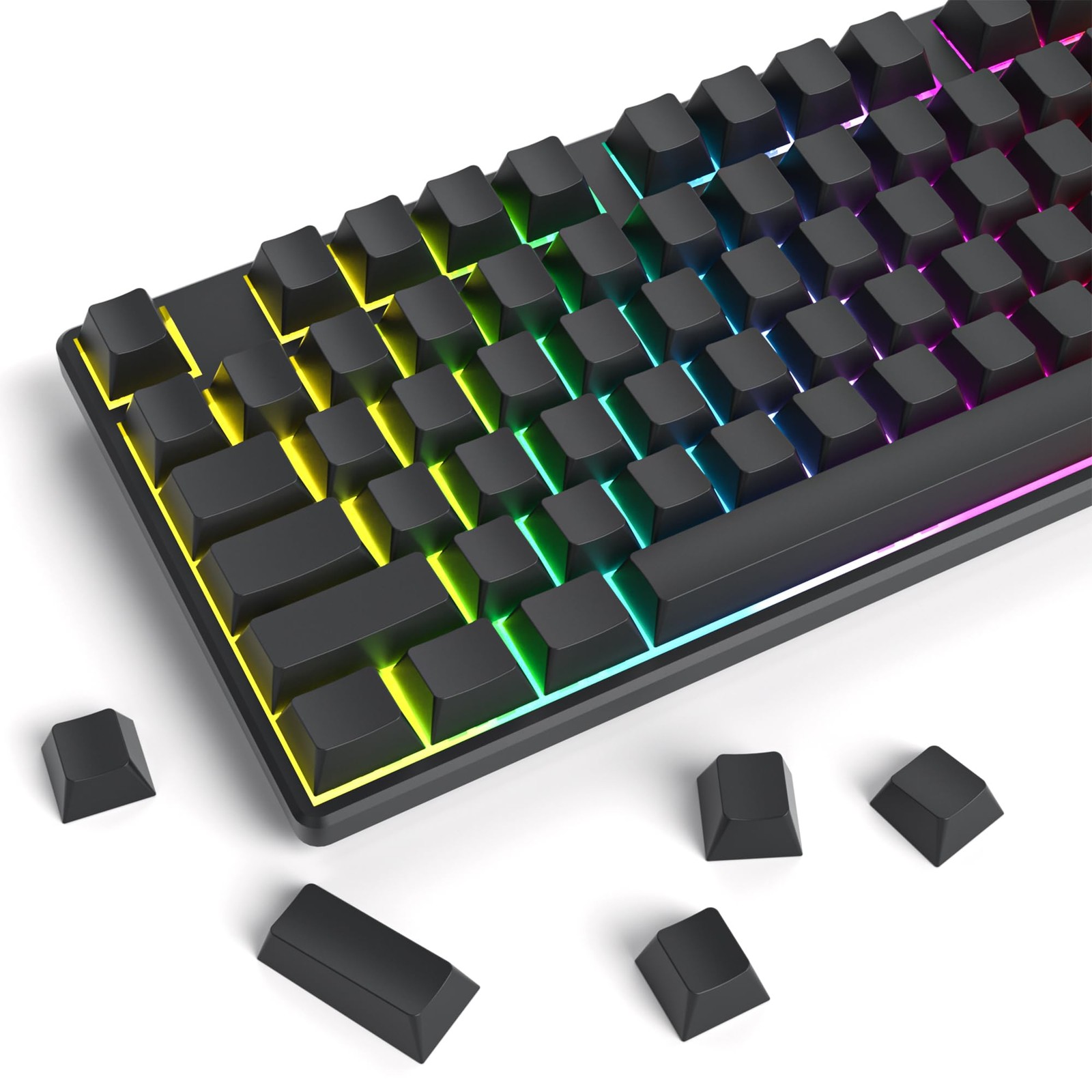 Cherry Profile Black Blank PBT Keycaps, 129 Key Custom Key caps, Minimalist B...