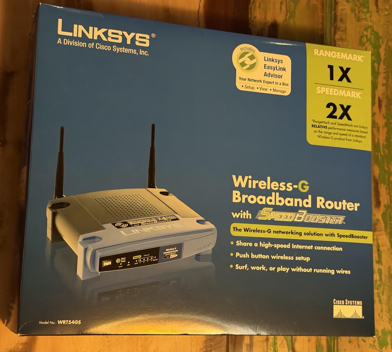 Linksys WRT54GS 54 Mbps 4-Port 10/100 Wireless G Router - New Open Box