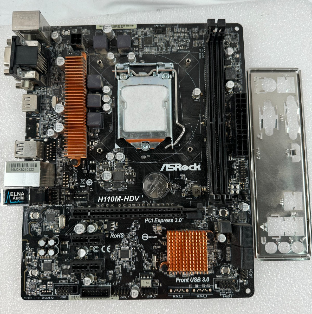 ASRock H110M-HDV Socket LGA1151 DDR4 MicroATX Desktop Motherboard w I/O Shield