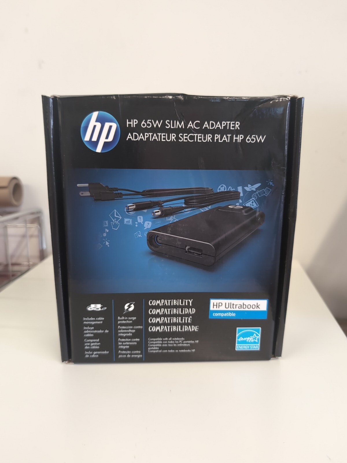 Genuine HP 65W Slim Travel AC Adapter Charger - 592523-001
