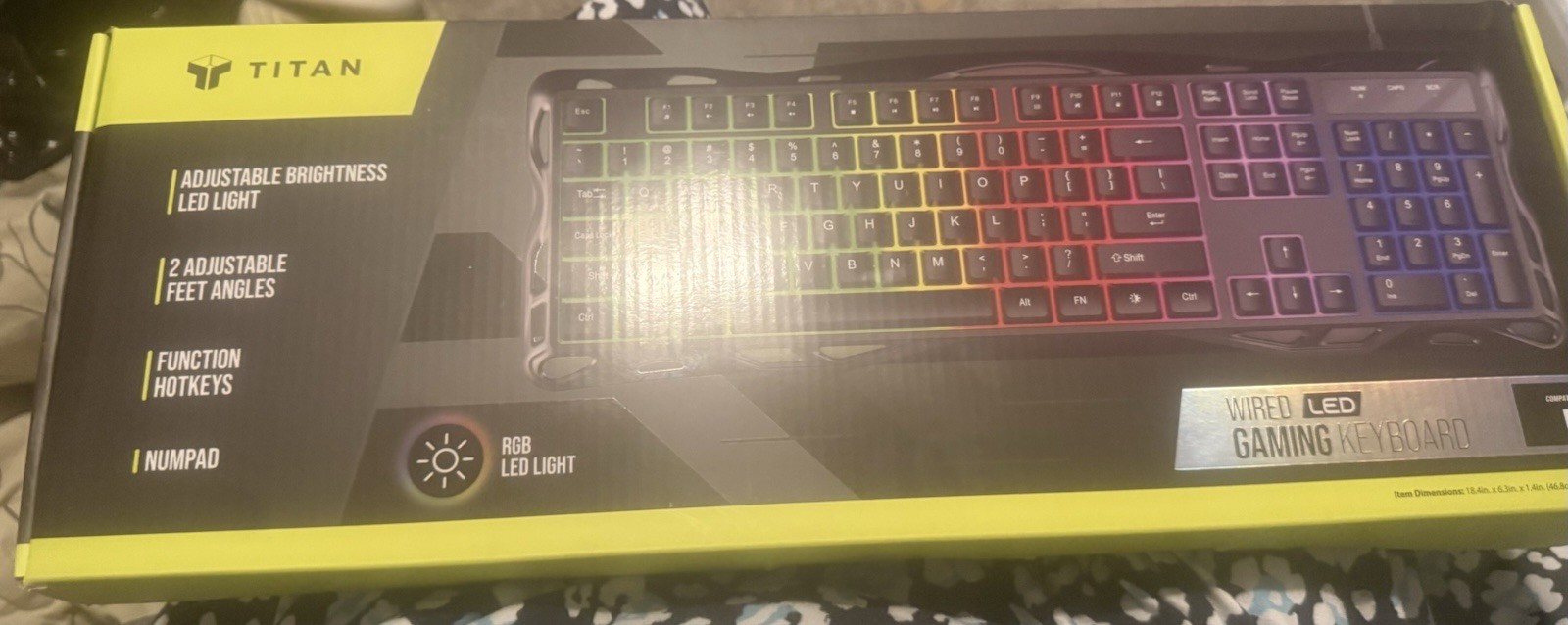 TITAN Wired LED Metal Gaming Keyboard w/Smartphone Holder #GA-0254 NEW