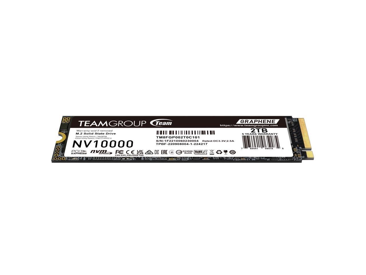 TEAMGROUP NV10000 2TB Gen5 PCIe 2280 NVMe Internal SSD-TM8FGP002T0C101