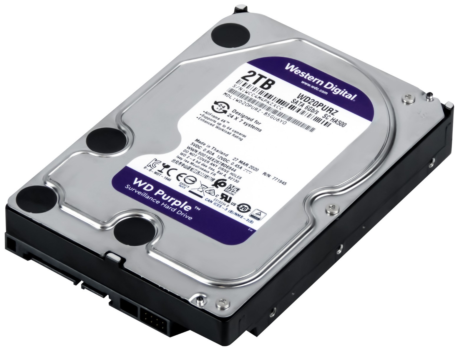 Western Digital WD20PURZ WD Purple 2TB Surveillance Hard Drive