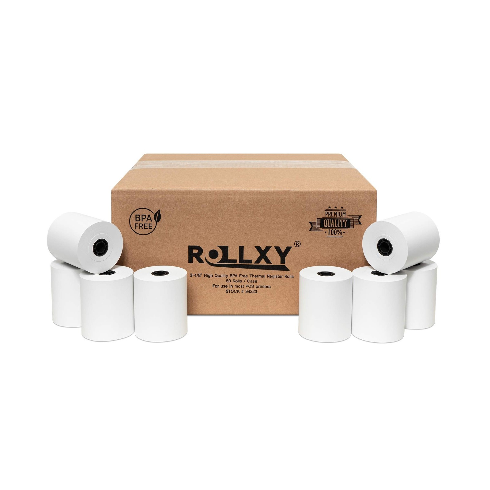 3 1/8 x 230 Thermal Paper Receipt Rolls (50 GSM - Solid Core) Fits All POS Ca...