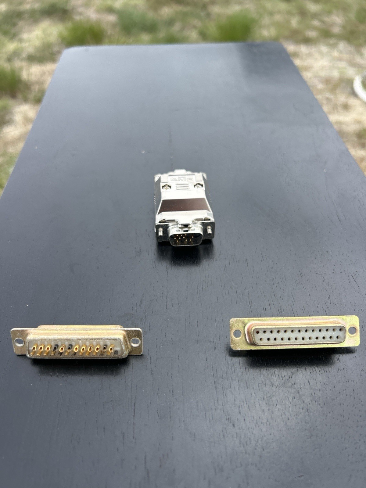 Lot of 3 D-Sub DB25 Connectors - 1x Male & 2x Female, Silver/Gold
