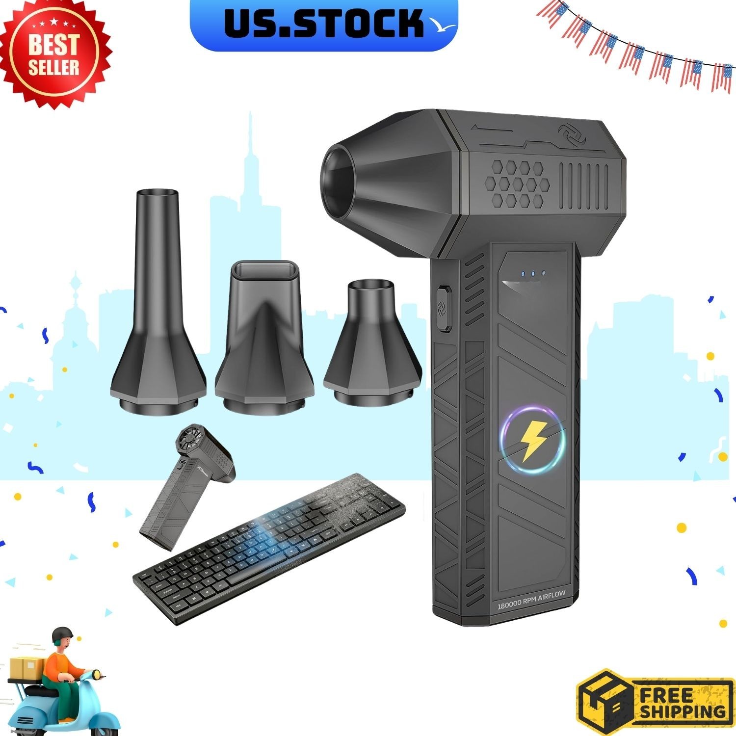 180000RPM Electric Compressed Air Duster Turbo Fan for Cleaning