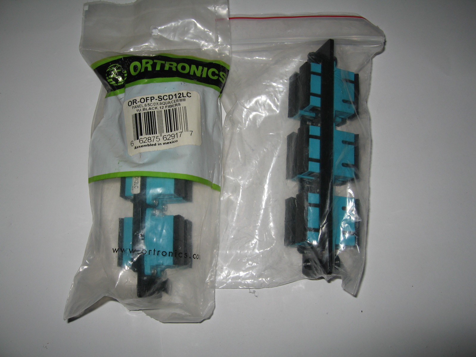 Lot of 2 Ortronics OR-OFP-SCD12LC Fiber Optic Adapter Panel Aqua 12 Fibers
