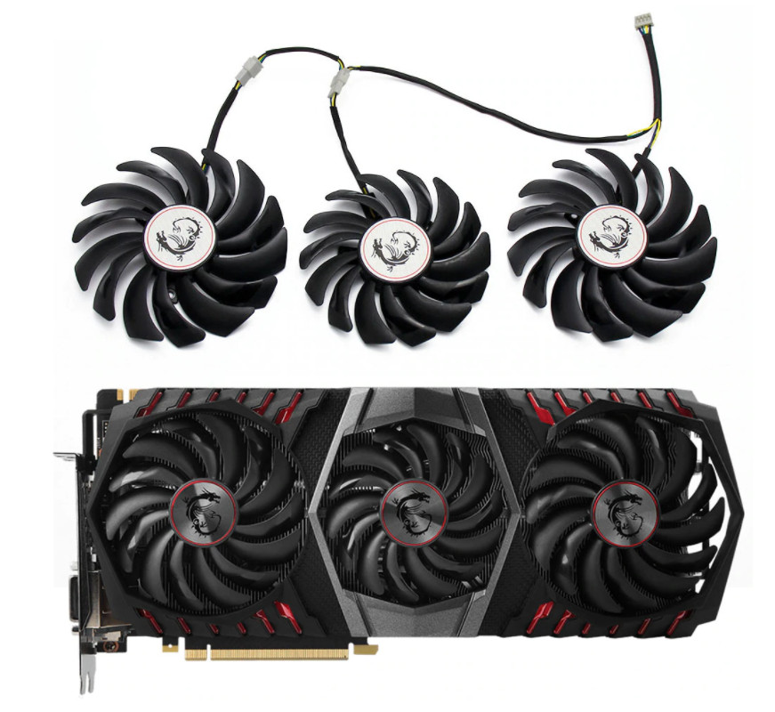 Set of 3 Fan Cooling Fan For MSI GTX 1080 Ti 1080Ti GamingX Trio PLD10010S12HH