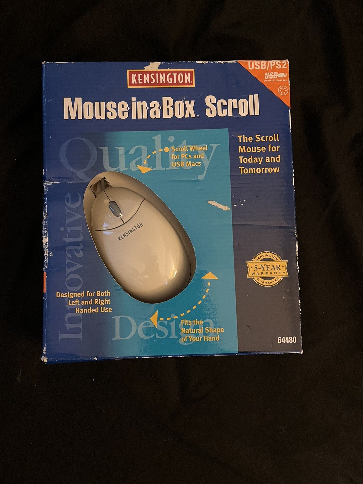 Kensington Mouse-in-a-Box Scroll USB/PS2 Mouse (PC/Mac) 64480 (Sealed)