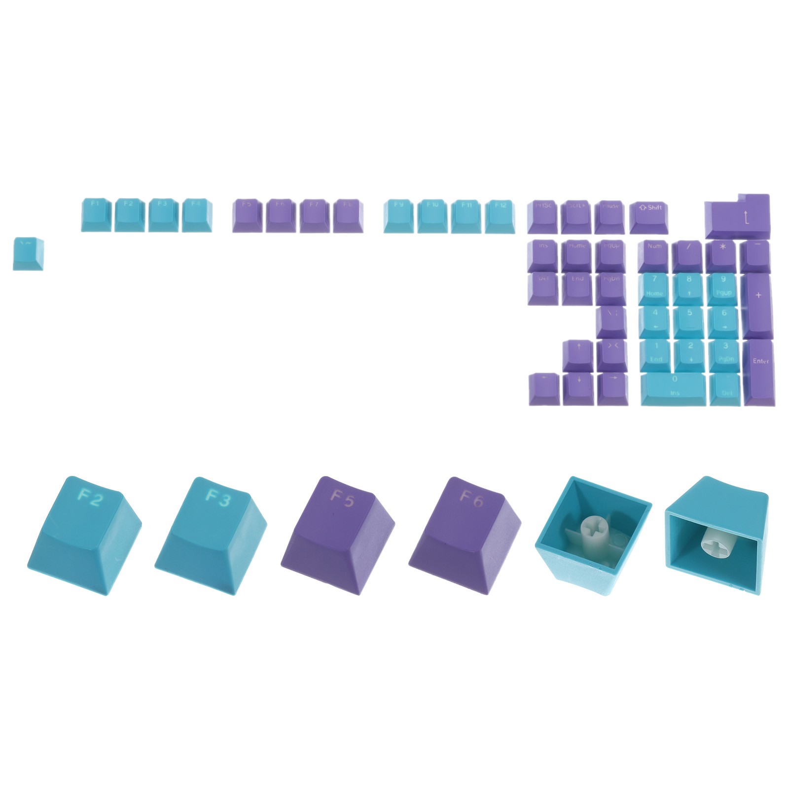 42 Key PBT Keycap Set OEM Profile for Keys Mechanical Keyboard, Purple & Blue