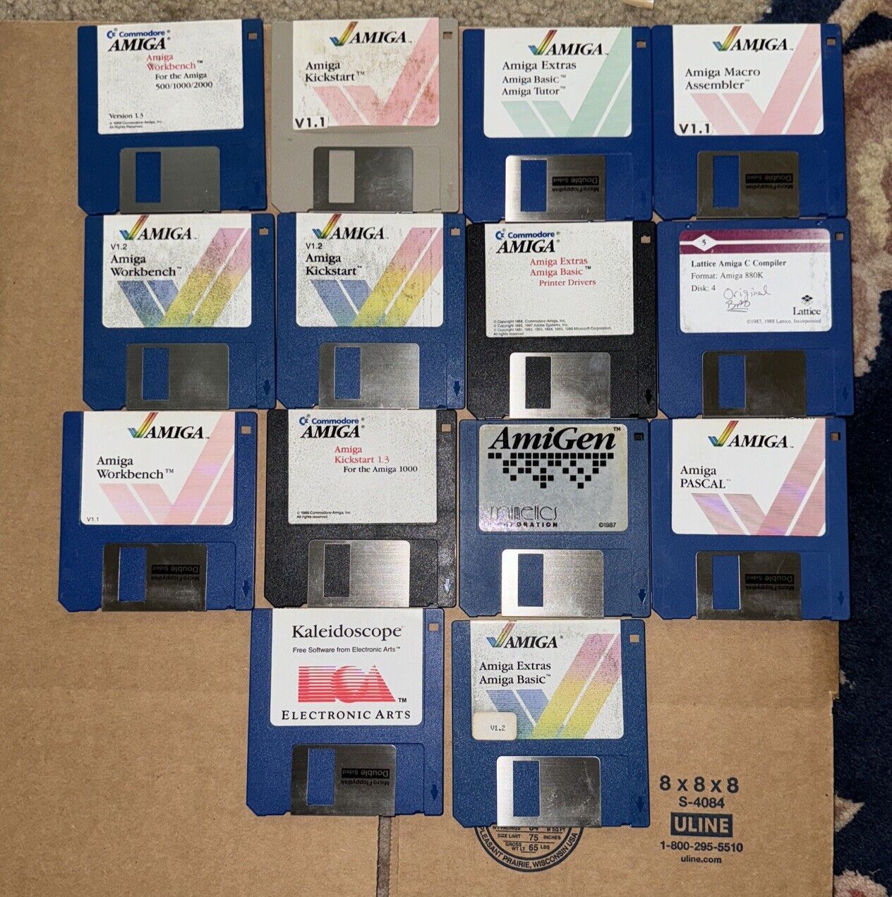 Amiga 14 Original Disks Kickstart Workbench Basic Pascal C Compiler & More