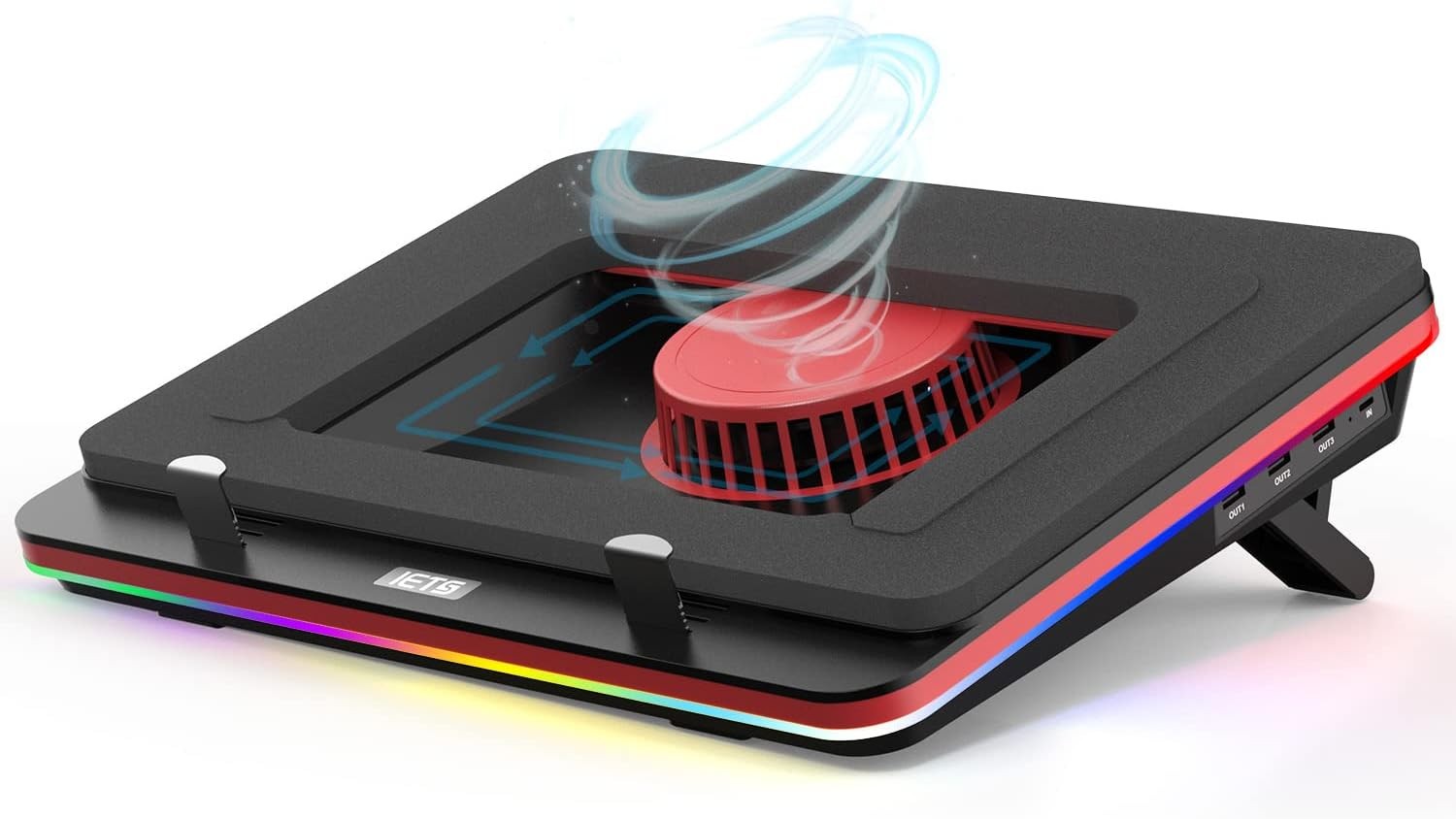 IETS GT500 - LAPTOP COOLER - 5000 RPM - RGB LIGHTS - USB HUB 3 in 1 -