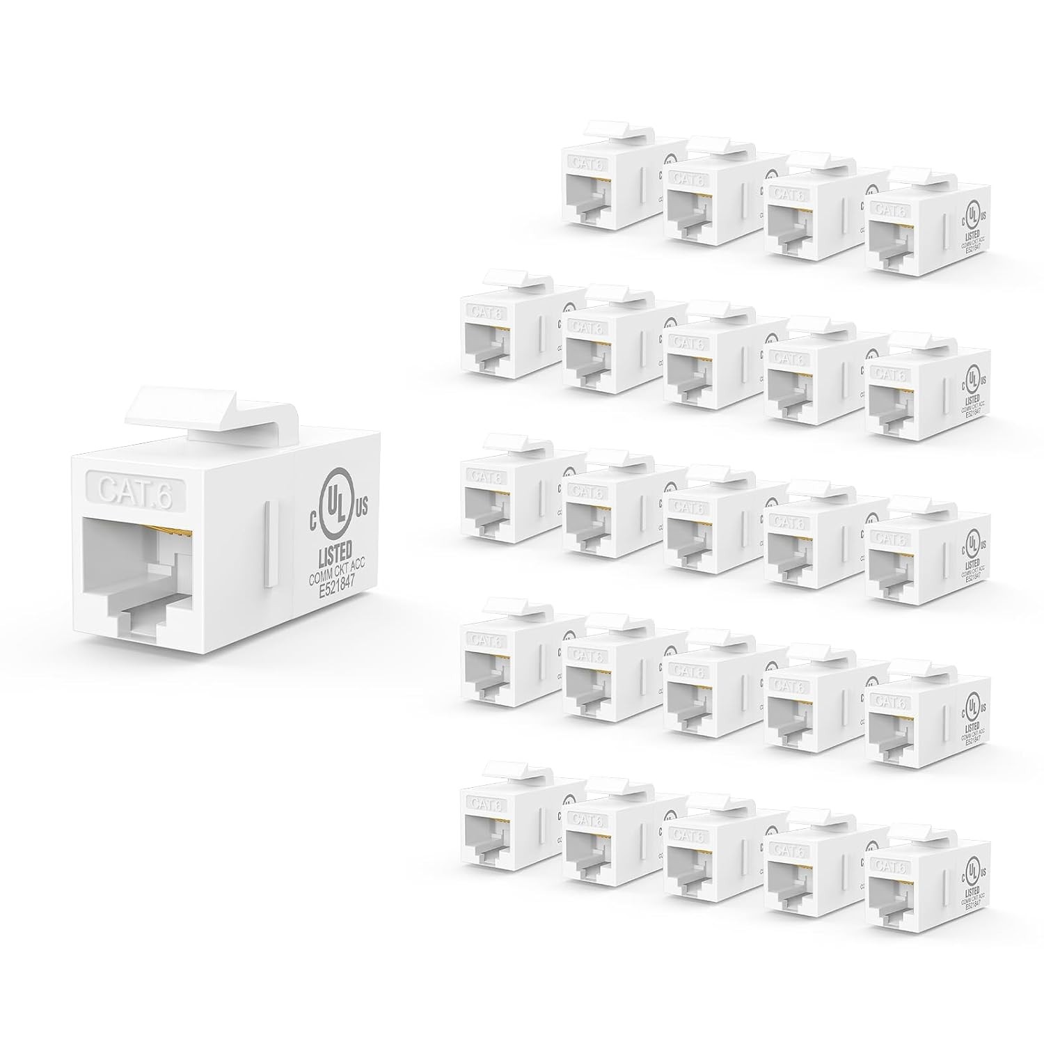 UL Listed 25-Pack RJ45 CAT6 Keystone Coupler Female to Female Insert Coupler ...