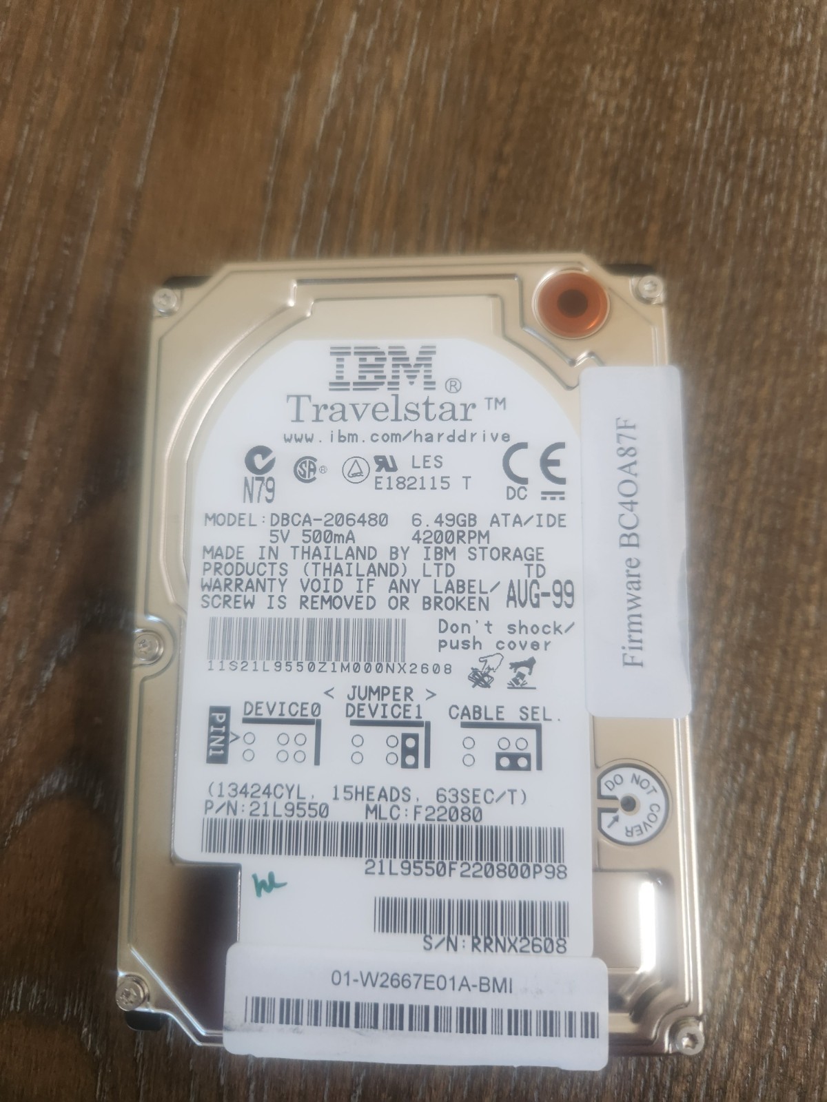 IBM Travelstar 2.5" hard drive model DBCA-206480