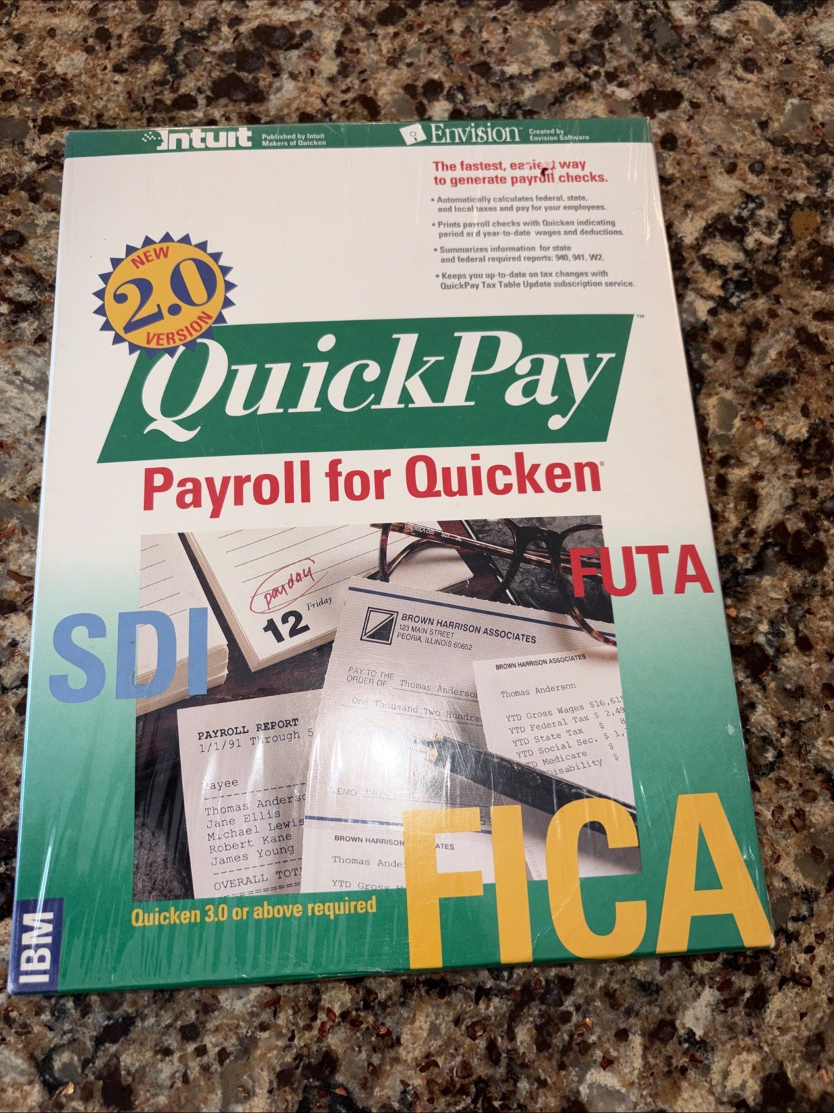 QuickPay Payroll For Quicken 2.0 Intuit Envision New Sealed 