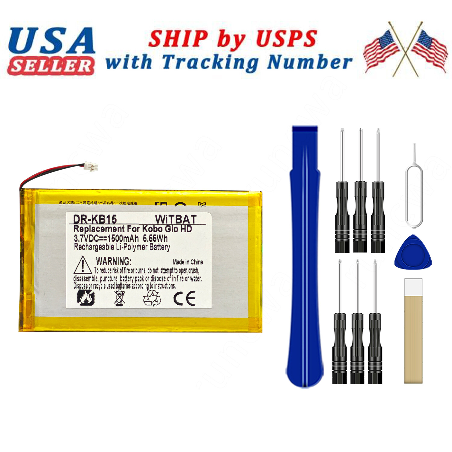 Battery PR-285083 PR-284983N For Kobo Glo HD eReader BNRV510 E-book HD H2O+TOOL