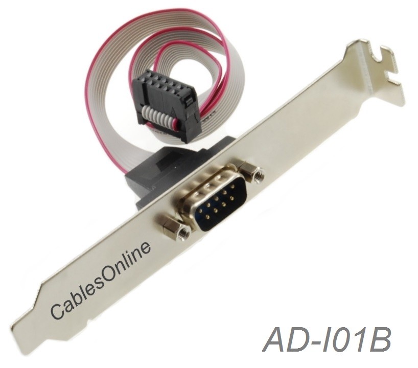 DB9 Male to 10-Pin (2x5) IDC Female Motherboard Header Serial Adapter w/Bracket