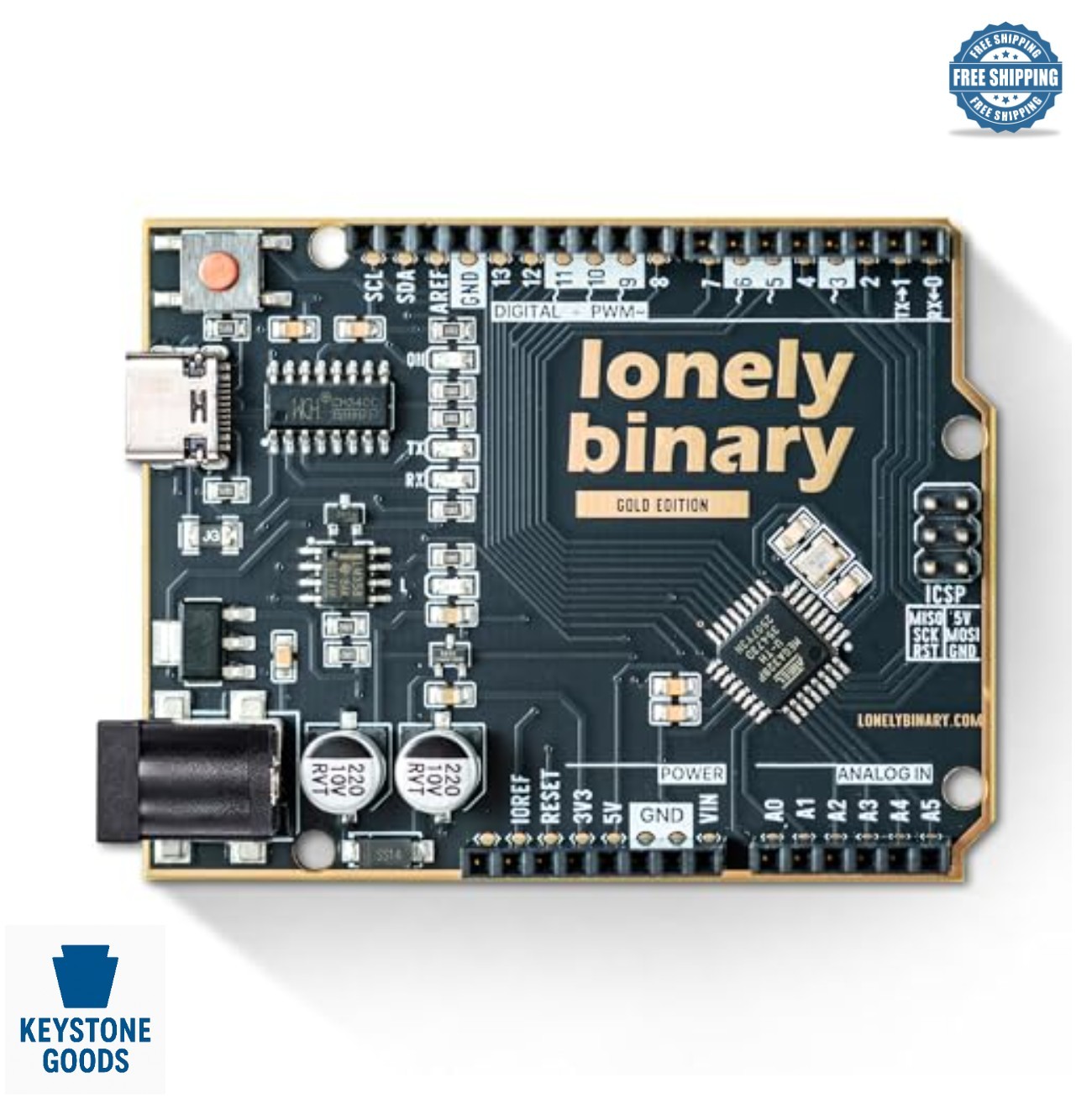 ATmega328P UNO R3 Board USB-C ENIG Gold Pre-Soldered Headers 32KB 16MHz Arduino