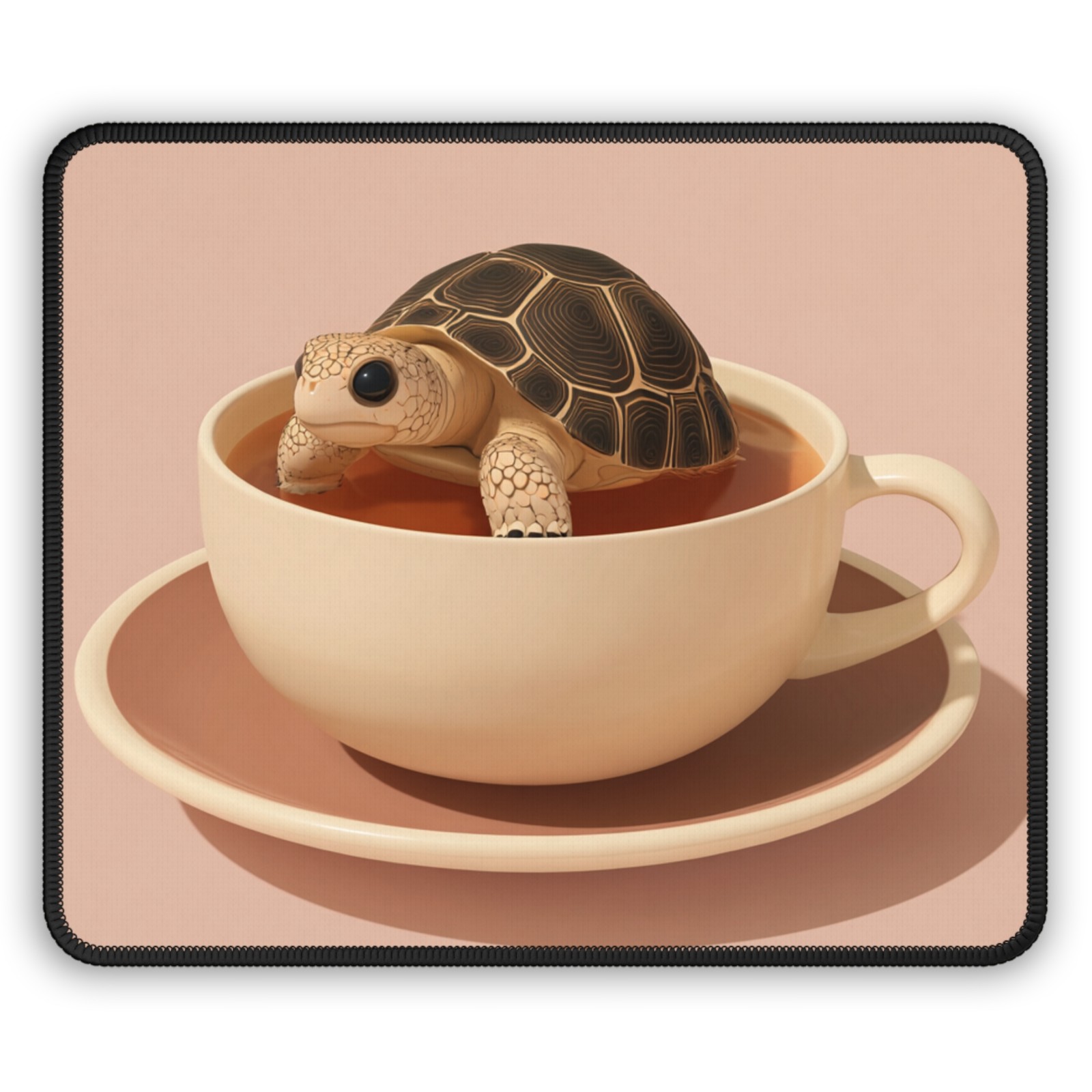 Turtle in Teacup Gaming Mouse Pad | Cute Animal Desk Mat