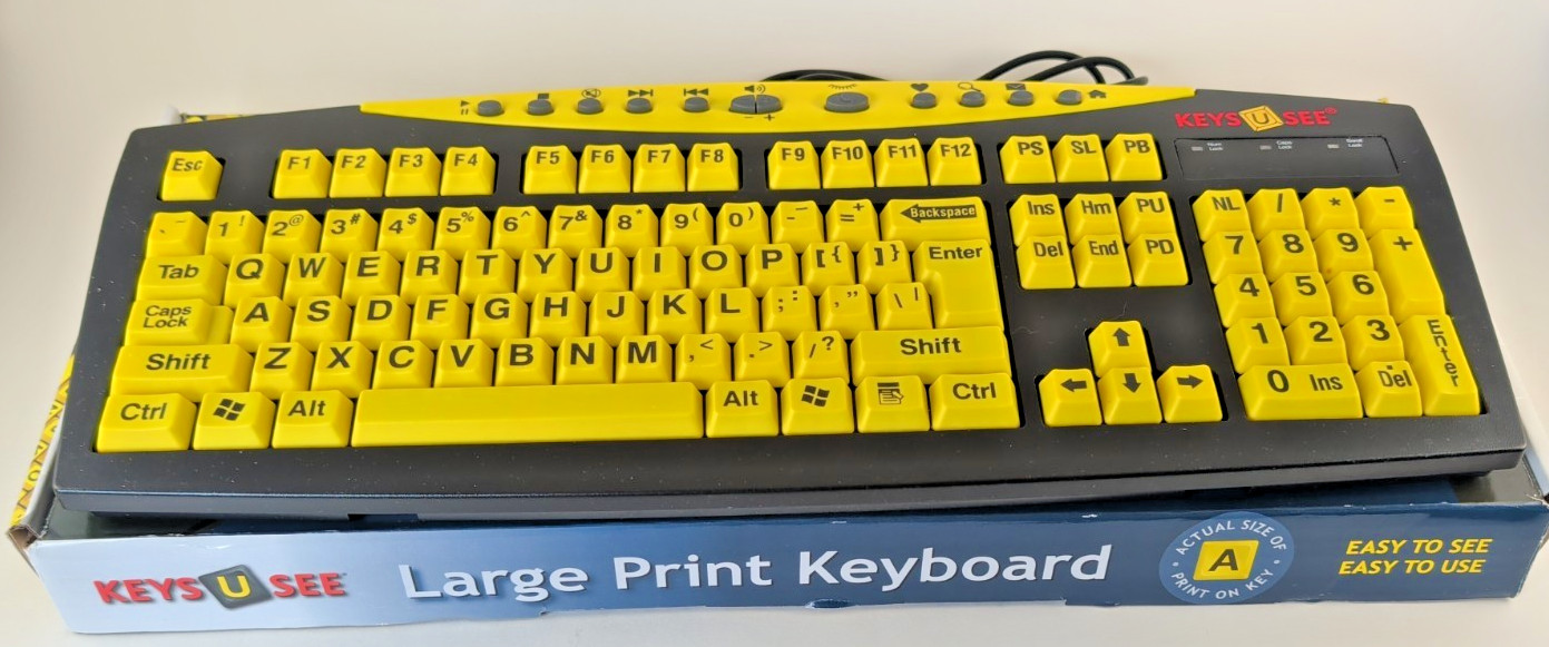 Keys-U-See Large Print USB Wired Keyboard Multimedia Hot Keys