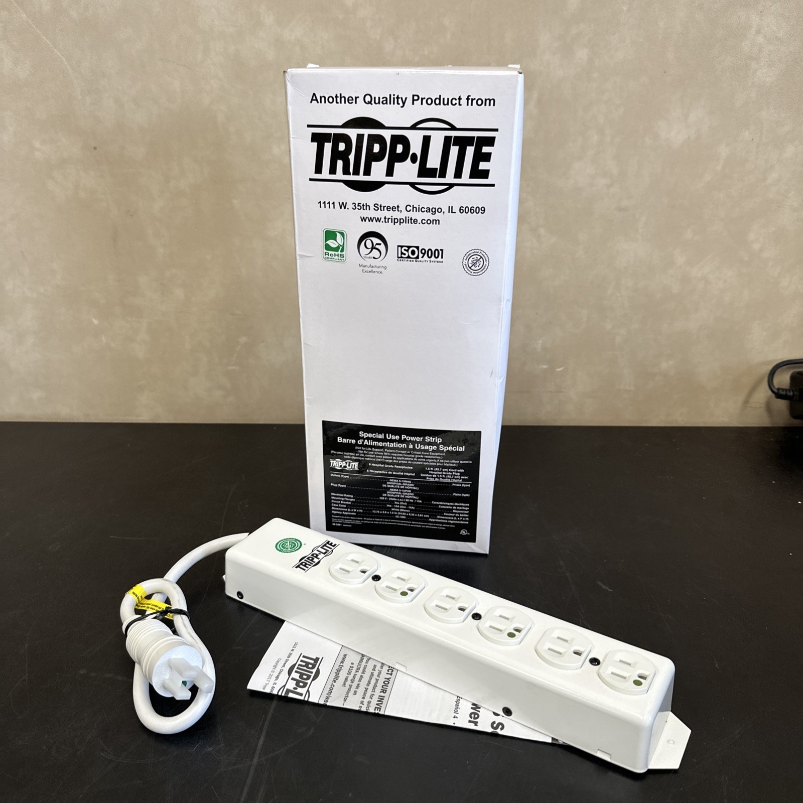 Power Strip Hospital Medical 120v 5-15r-hg 6 Outlet
